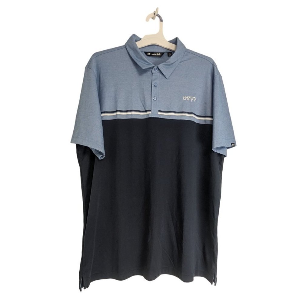 Travis Mathew Golf Polo Short Sleeve Shirt Men's Size XXL Blue Cotton Blend
